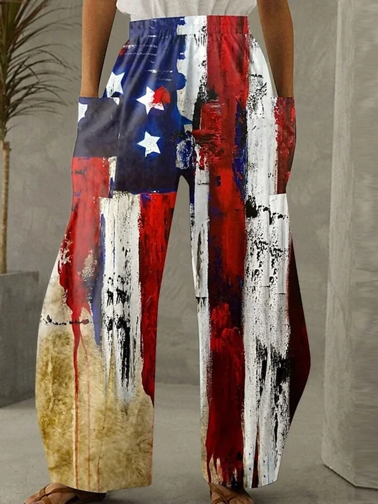 Damen Amerika-Flagge Lang Hose Lässig Frühling/Herbst Hose