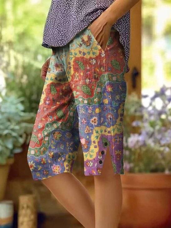 Damen Geblümt Fünfte Hose Hose Lässig Sommer Hose