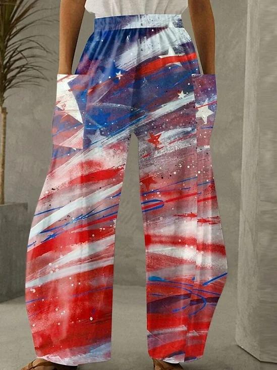 Damen Amerika-Flagge Lang Hose Lässig Frühling/Herbst Hose