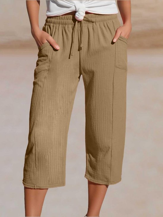 Damen Unifarben Caprihosen Hose Lässig Sommer Hose