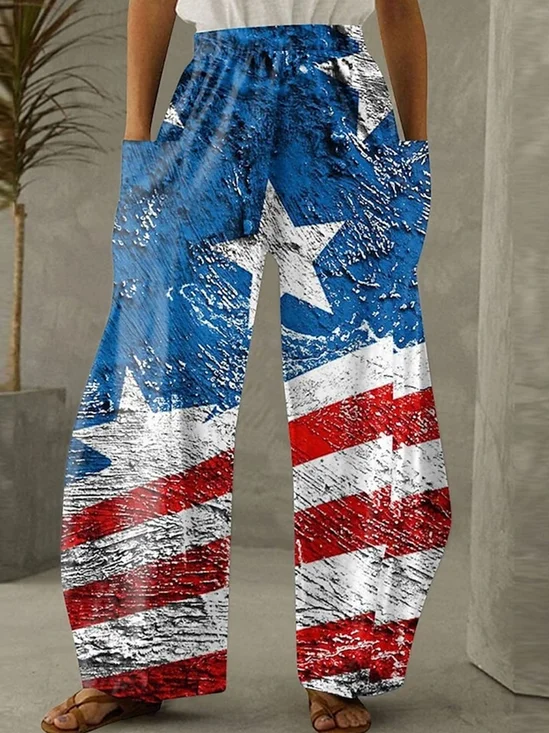 Damen Amerika-Flagge Lang Hose Lässig Frühling/Herbst Hose