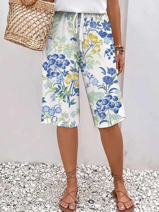 Damen Geblümt Fünfte Hose Hose Lässig Sommer Hose