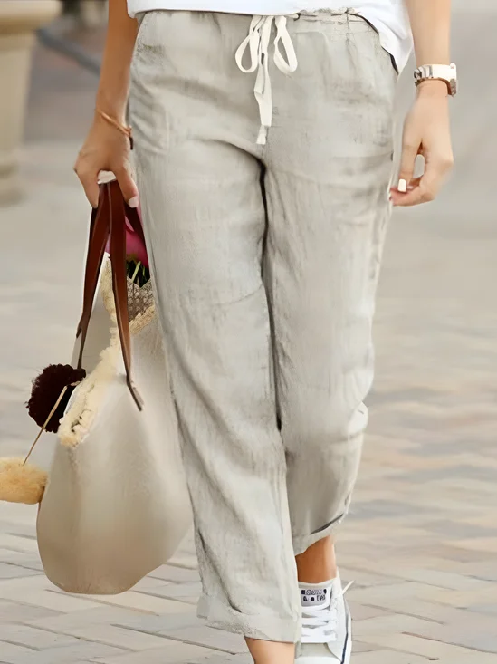 Damen Unifarben Lang Hose Retro Frühling/Herbst Hose