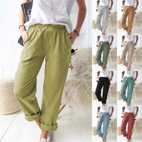 Damen Unifarben Lang Hose Retro Frühling/Herbst Hose