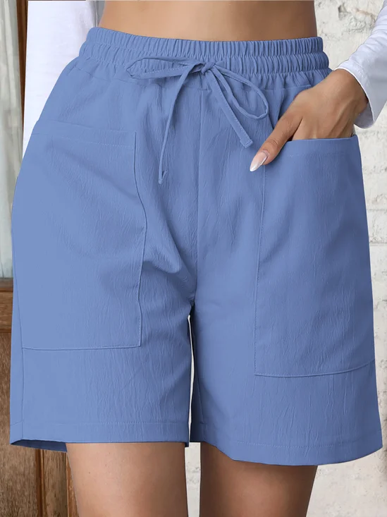 Lässig Unifarben Normal Schnürung Gerade Hosen Shorts