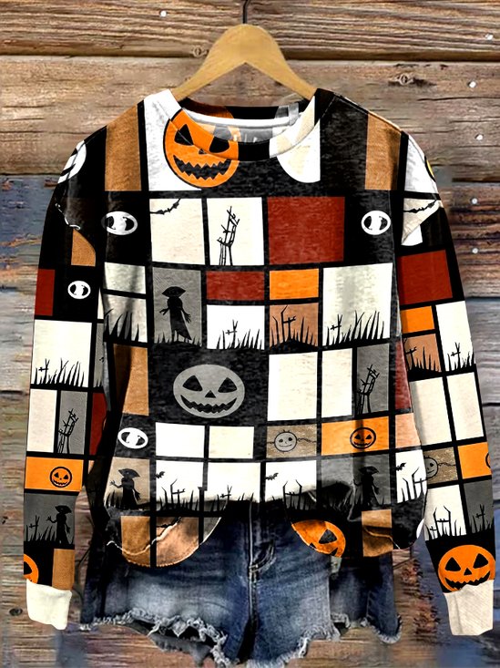 Lässig Rundhals Textbriefe Sweatshirt