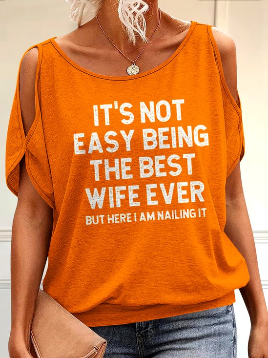 Lässig Textbriefe Rundhals Kurzarm T-Shirt