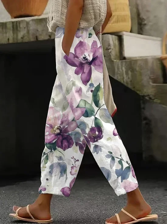 Damen Geblümt Lang Hose Lässig Frühling/Herbst Hose
