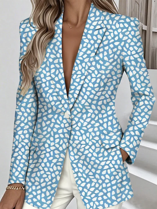 Damen Geometrisch Frühling/Herbst Oberbekleidung Einfach Langarm Reverskragen Regelmäßig Blazer