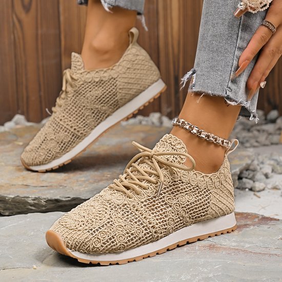 Retro Unifarben Schnürung Flach Outdoor Sneakers