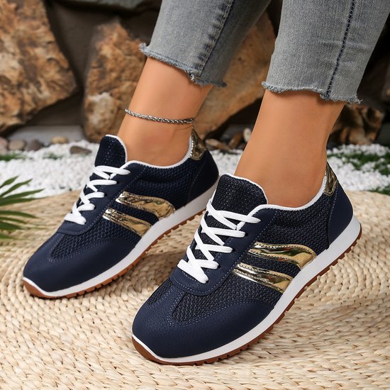 Retro Farbblock Schnürung Flach Outdoor Sneakers