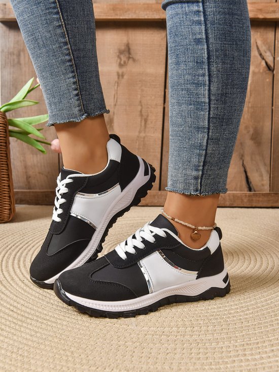Retro Farbblock Schnürung Niedrig Outdoor Sneakers