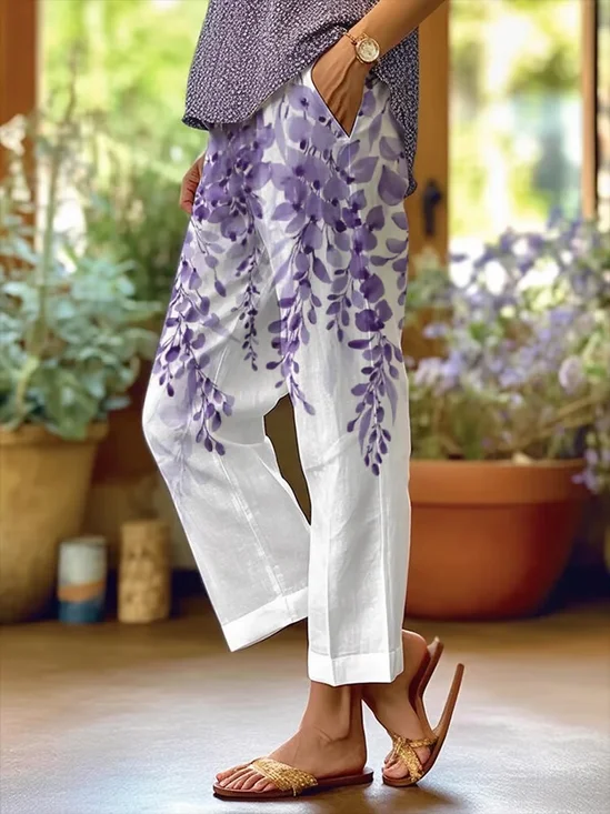 Damen Geblümt Lang Hose Lässig Frühling/Herbst Hose