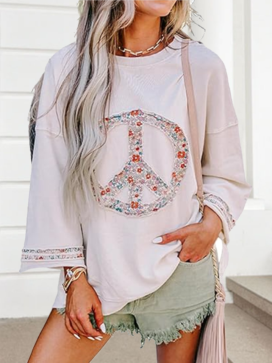 Lässig Rundhals Geometrisch Sweatshirt