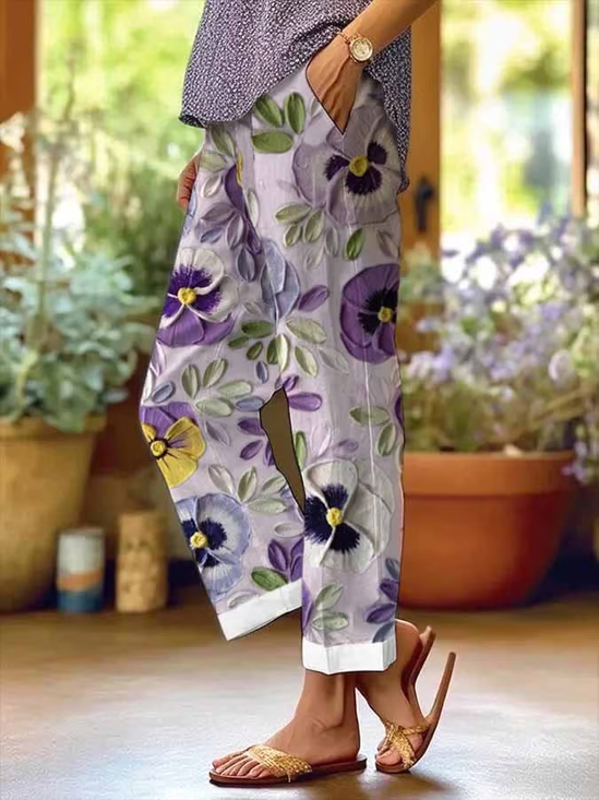 Damen Geblümt Lang Hose Lässig Frühling/Herbst Hose