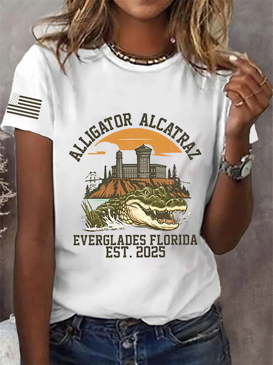 Lässig Tier Rundhals Kurzarm T-Shirt