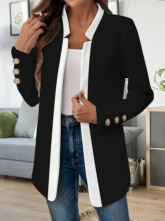 Damen Frühling/Herbst Oberbekleidung Lässig Farbblock Langarm Stehkragen Jacke