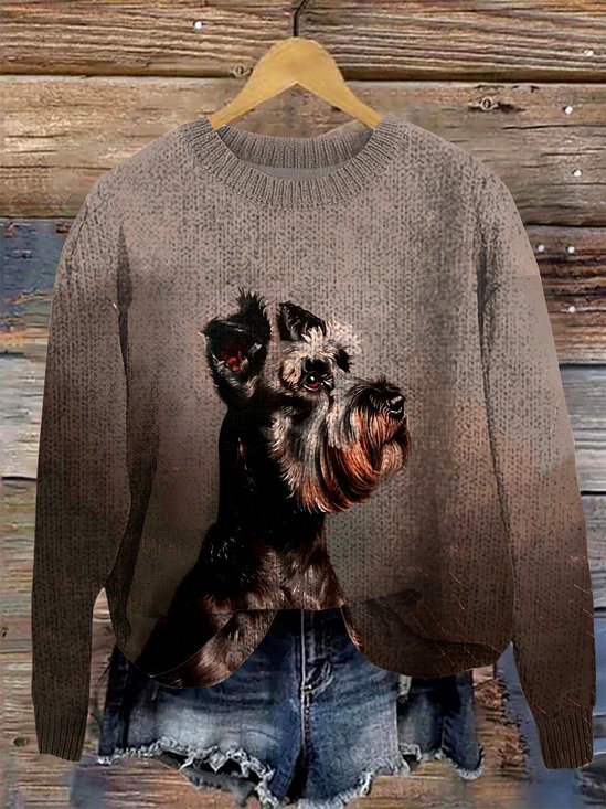 Damen Wolle/Stricken Tier Langarm Bequem Lässig Pullover
