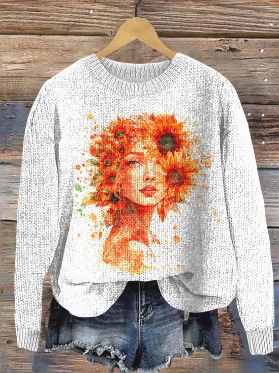 Damen Wolle/Stricken Tier Langarm Bequem Lässig Pullover