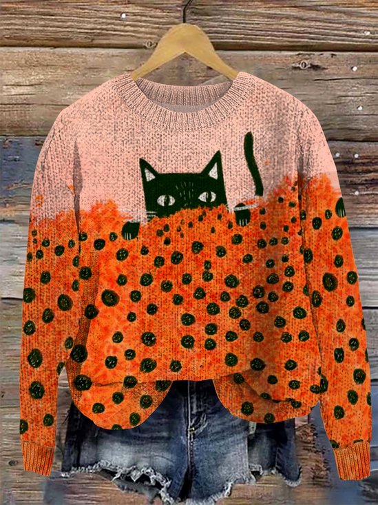 Damen Wolle/Stricken Tier Langarm Bequem Lässig Pullover