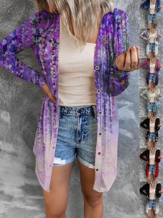 Damen Frühling/Herbst Oberbekleidung Sexy Print Geometrisch Dreiviertelärmel Schalkragen Jacke