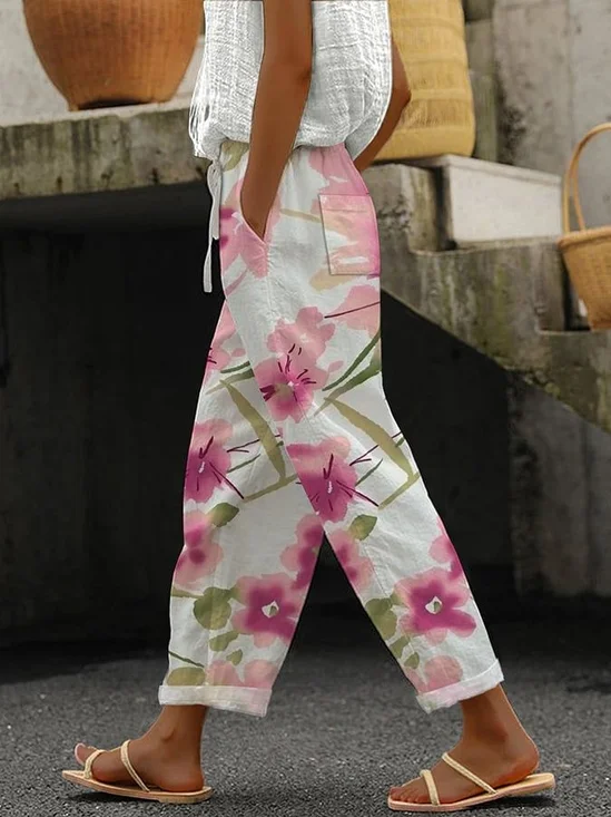 Damen Geblümt Lang Hose Lässig Frühling/Herbst Hose