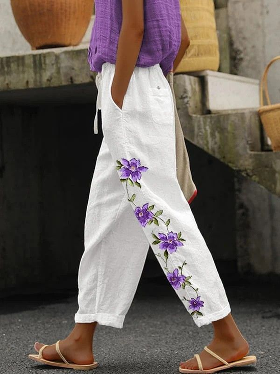 Damen Geblümt Lang Hose Lässig Frühling/Herbst Hose