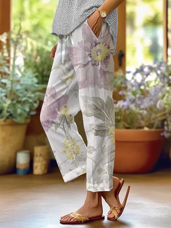 Damen Geblümt Lang Hose Lässig Frühling/Herbst Hose