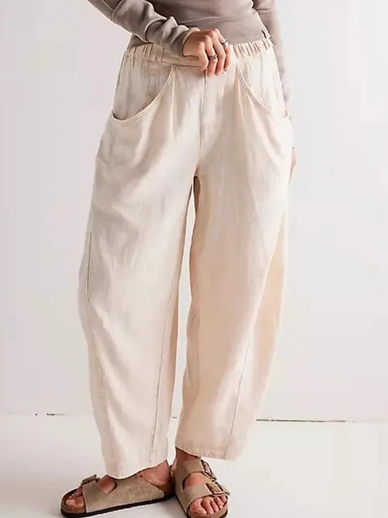 Damen Unifarben Lang Elastische Taille Hose Lässig Frühling/Herbst Hose