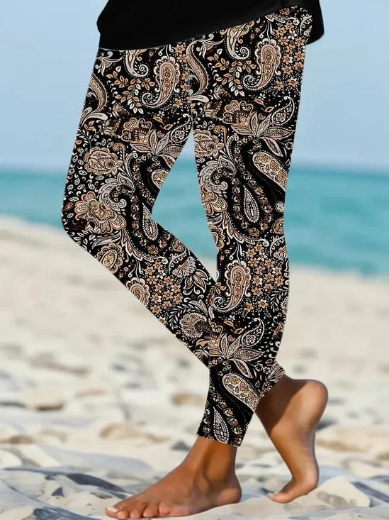 Lässig Geblümt Print Lang Leggings