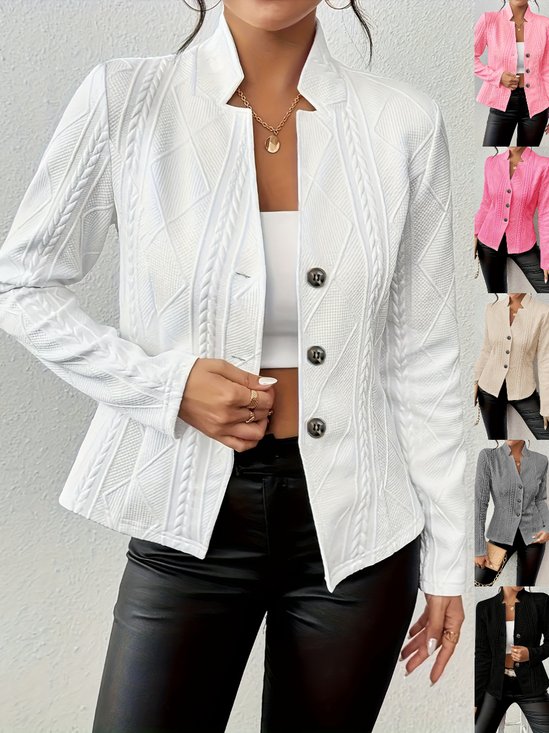 Damen Geometrisch Frühling/Herbst Oberbekleidung Retro Geprägt Langarm Mock Neck Regelmäßig Blazer