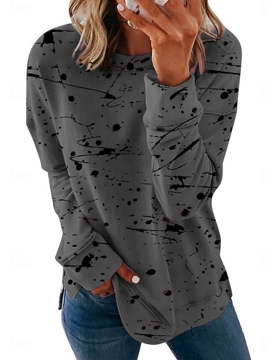 Lässig Rundhals Abstrakt Grafik Sweatshirt