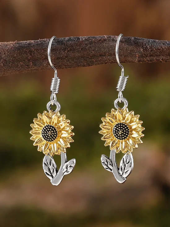 Retro Einfach Sonnenblume Ohrringe Pendant Damen Fashion Beliebt Bohemien Pflanze Blume Ohrringe