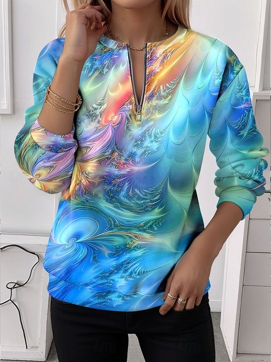 Lässig Rundhals Farbverlauf Sweatshirt