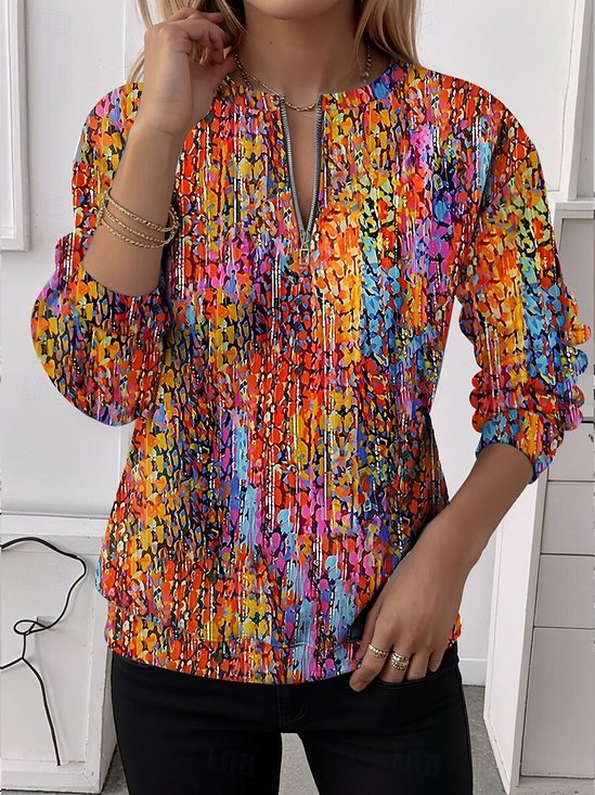 Lässig Rundhals Geometrisch Sweatshirt