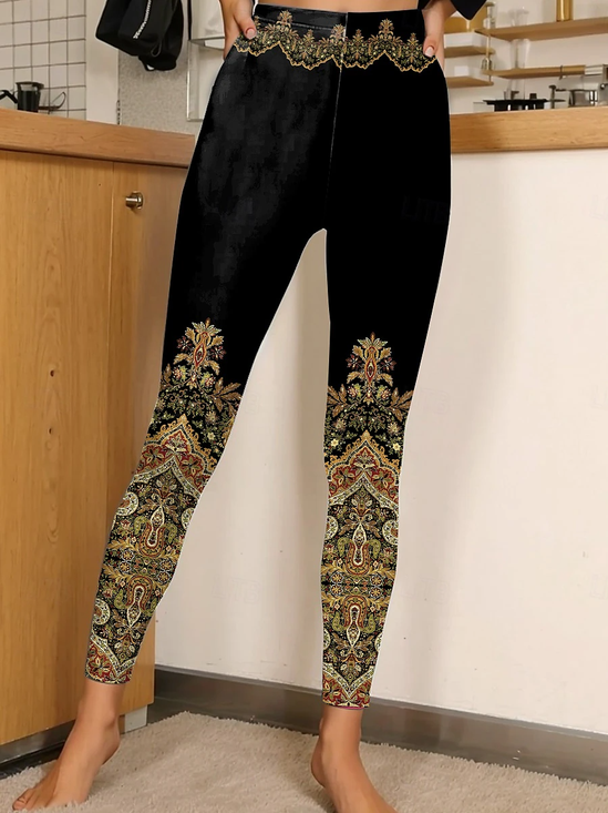 Damen Nationalität/ethn Retro Alle Jahreszeiten Lang Leggings