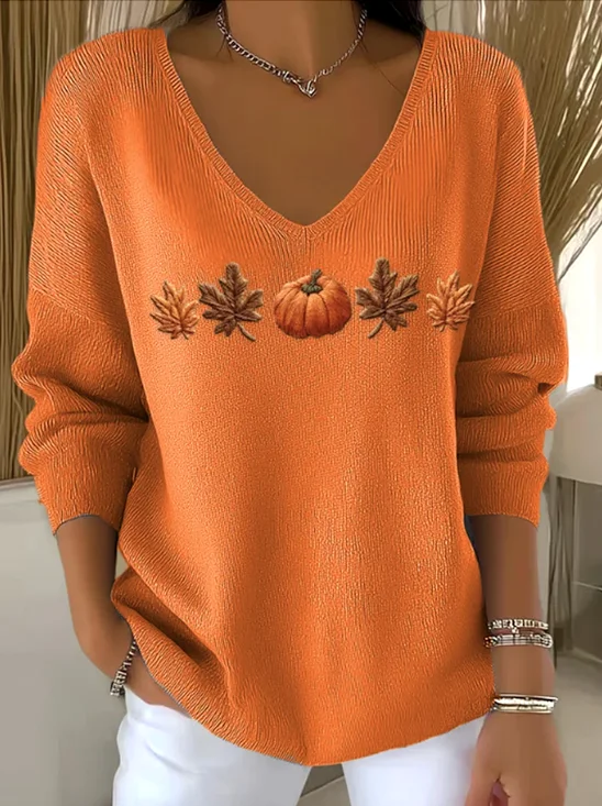 Damen Baumwolle Geblümt Langarm Bequem Lässig Pullover