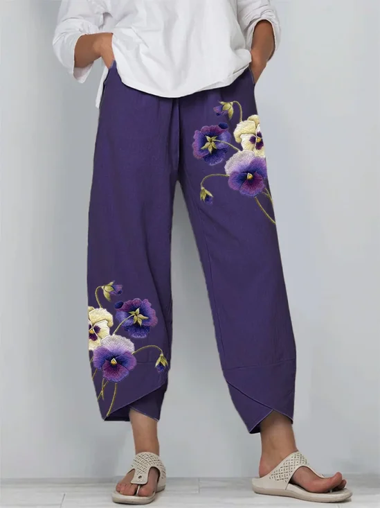 Damen Geblümt Knöchelhose Hose Lässig Frühling/Herbst Hose