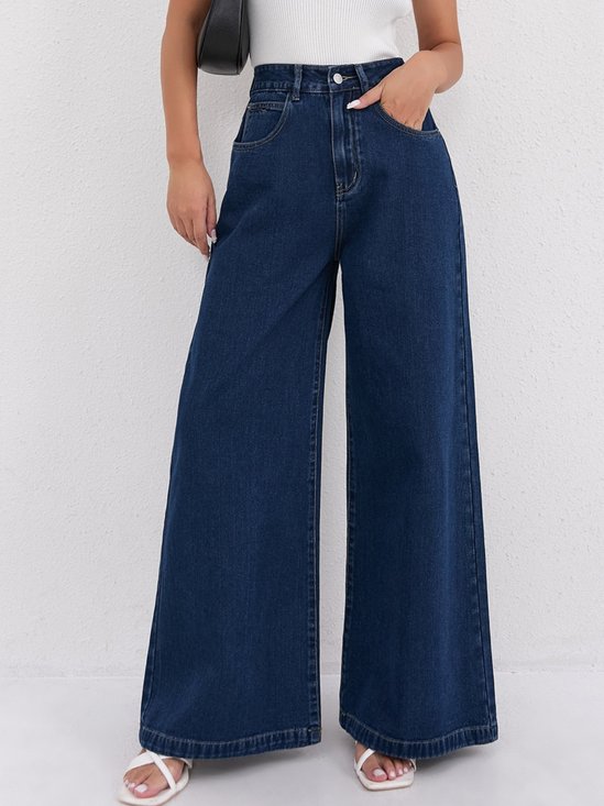 Damen Unifarben Lang Hose Retro Frühling/Herbst Hose