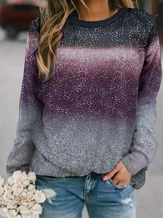 Lässig Rundhals Abstrakt Sweatshirt Print