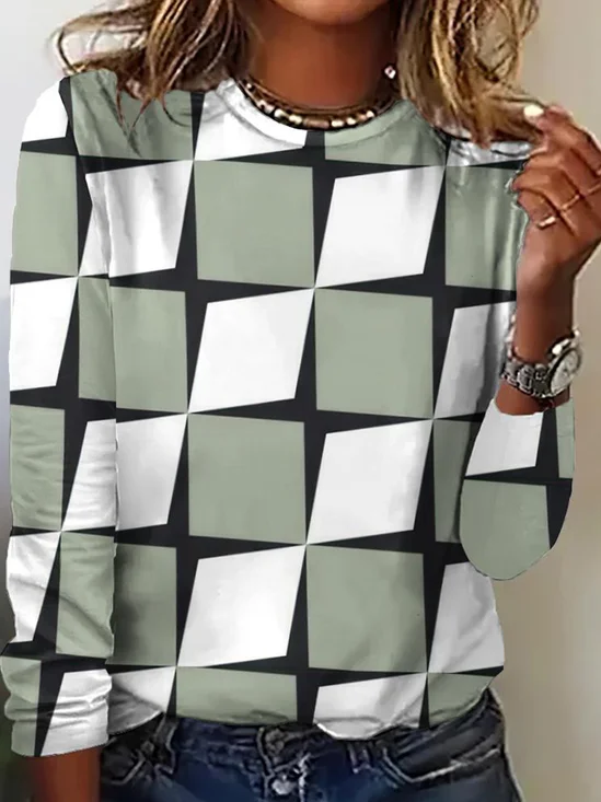 Retro Rundhals Geometrisch Sweatshirt
