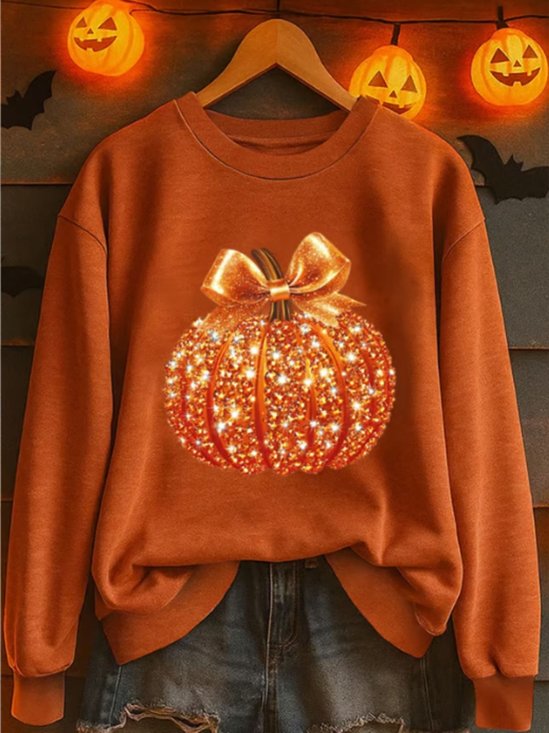 Retro Rundhals Halloween (Kürbis) Sweatshirt