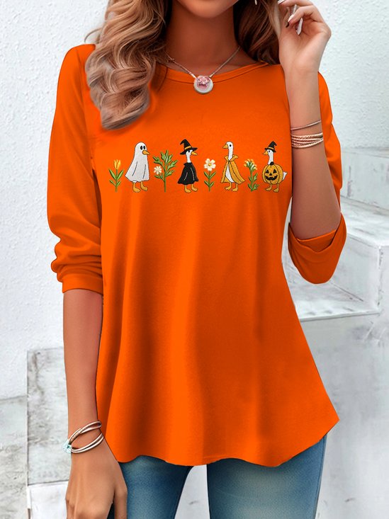 Retro Tier Rundhals Langarm T-Shirt