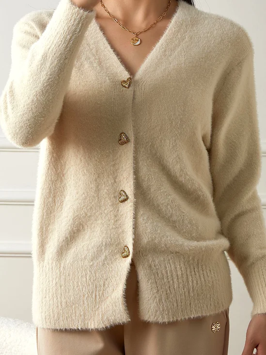 Damen Baumwolle Unifarben Langarm Bequem Lässig Pullover