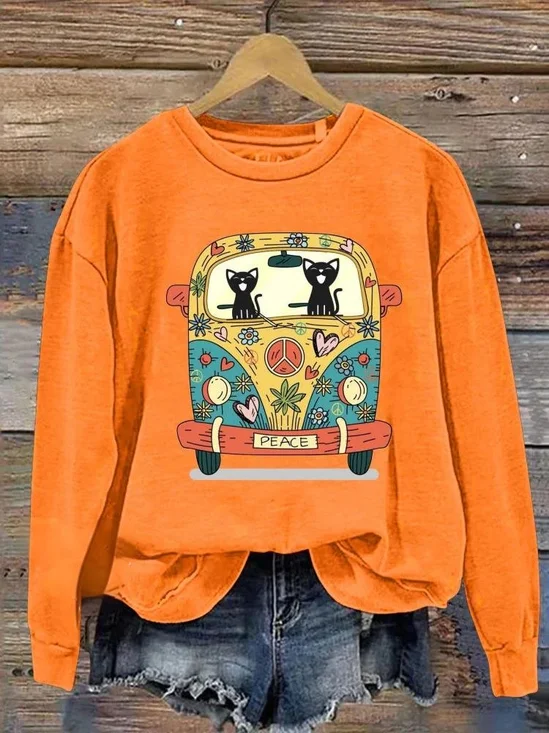 Retro Rundhals Tier Sweatshirt