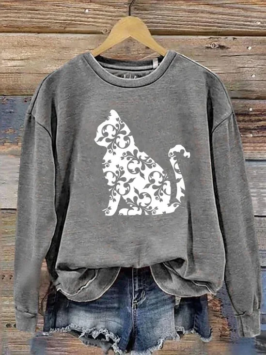 Retro Rundhals Tier Sweatshirt