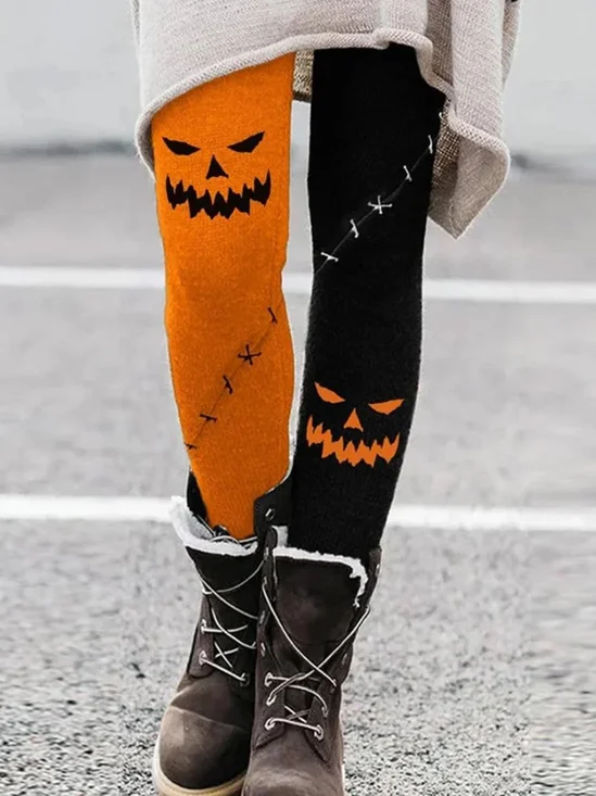 Damen Halloween Retro Alle Jahreszeiten Lang Leggings