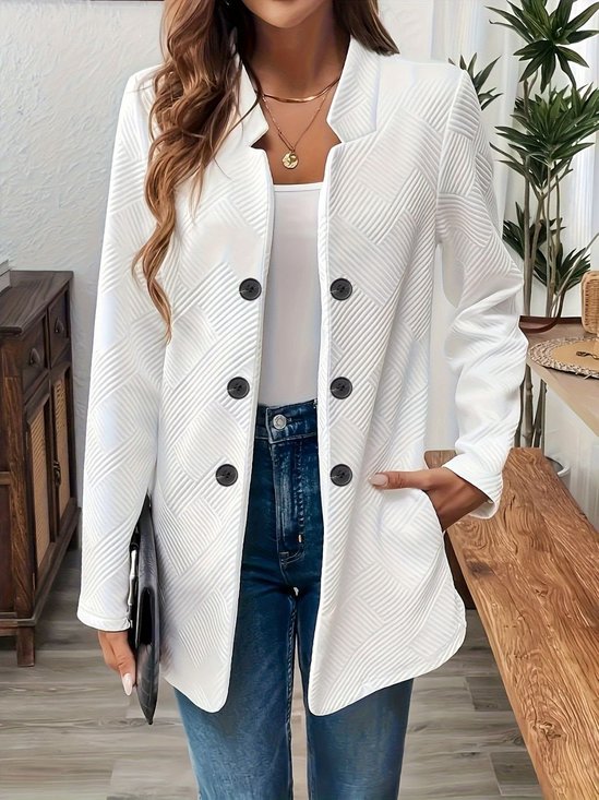 Damen Unifarben Frühling/Herbst Oberbekleidung Lässig Langarm Stehkragen Mittellang Blazer