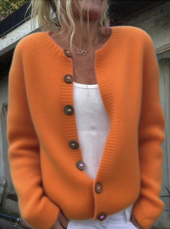 Damen Wolle/Stricken Unifarben Langarm Bequem Lässig Strickjacke