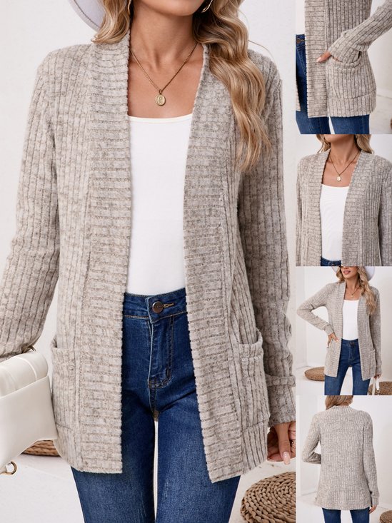 Damen Frühling/Herbst Oberbekleidung Retro Nahtverarbeitung Unifarben Langarm Jacke